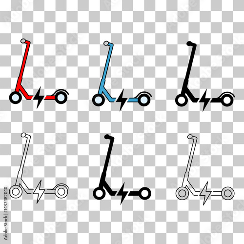 Set of Electric scooter icon, flat eco friendly transport, vehicle vector illustration .