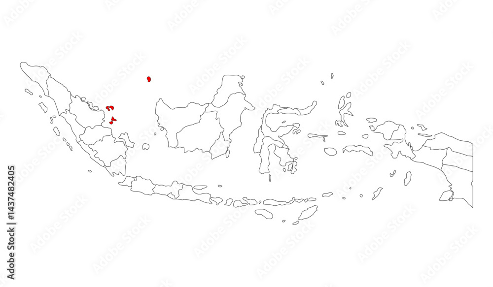 Obraz premium Indonesia detailed Riau Islands map shape, Flat web graphic concept icon symbol vector illustration .