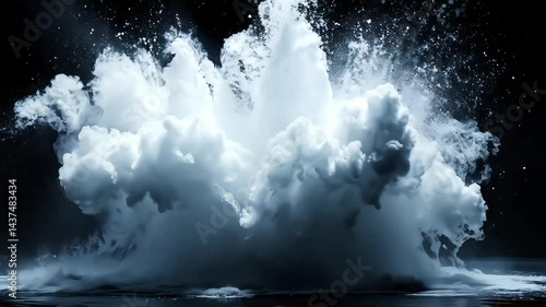 white cloud splash explosion on black background