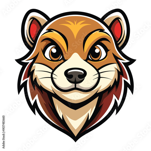 Cartoon animal head, fierce expression