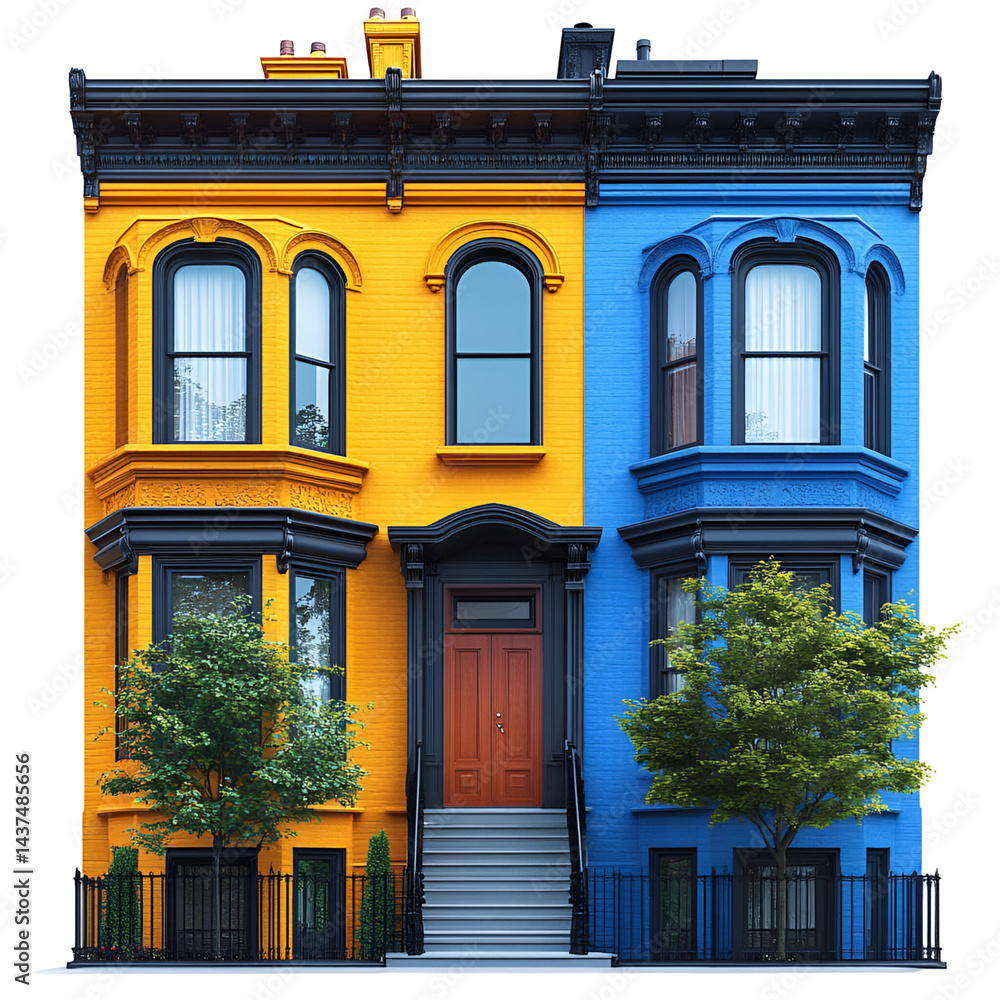 Fototapeta premium Colorful two sided house exterior