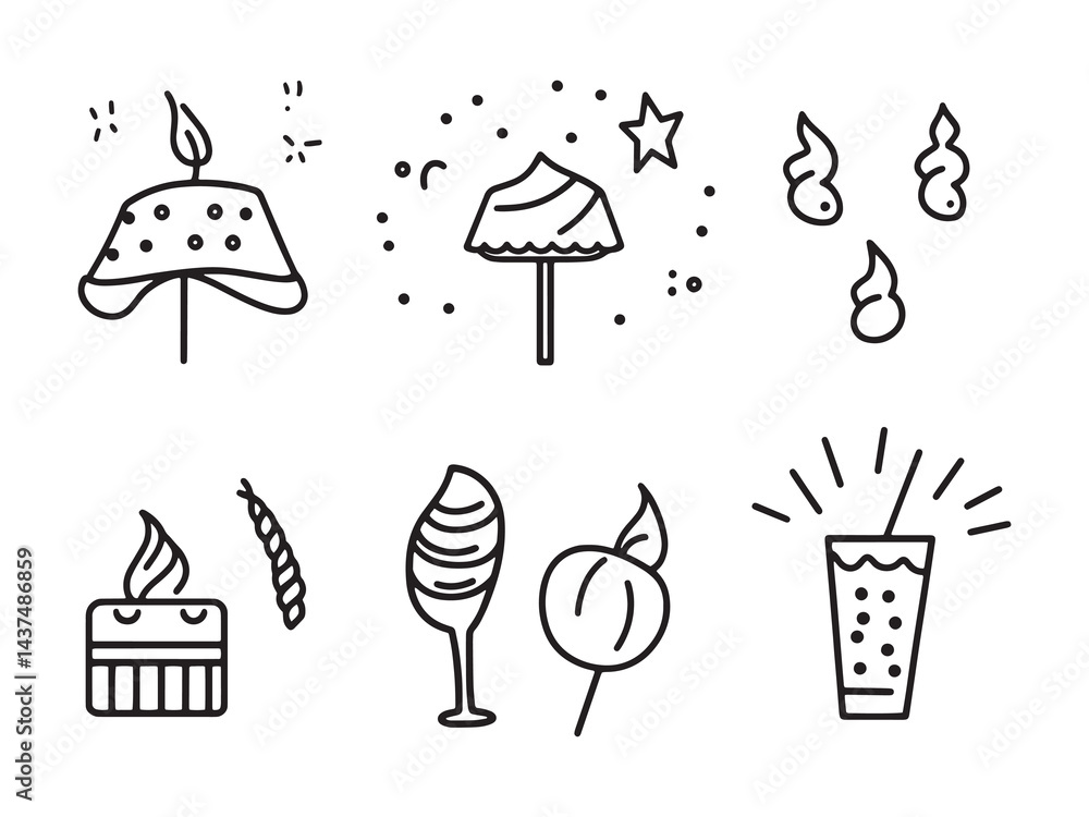 Party Ribbon line art icon illustration with creative touch Party Ribbon line art icon illustration with creative touch