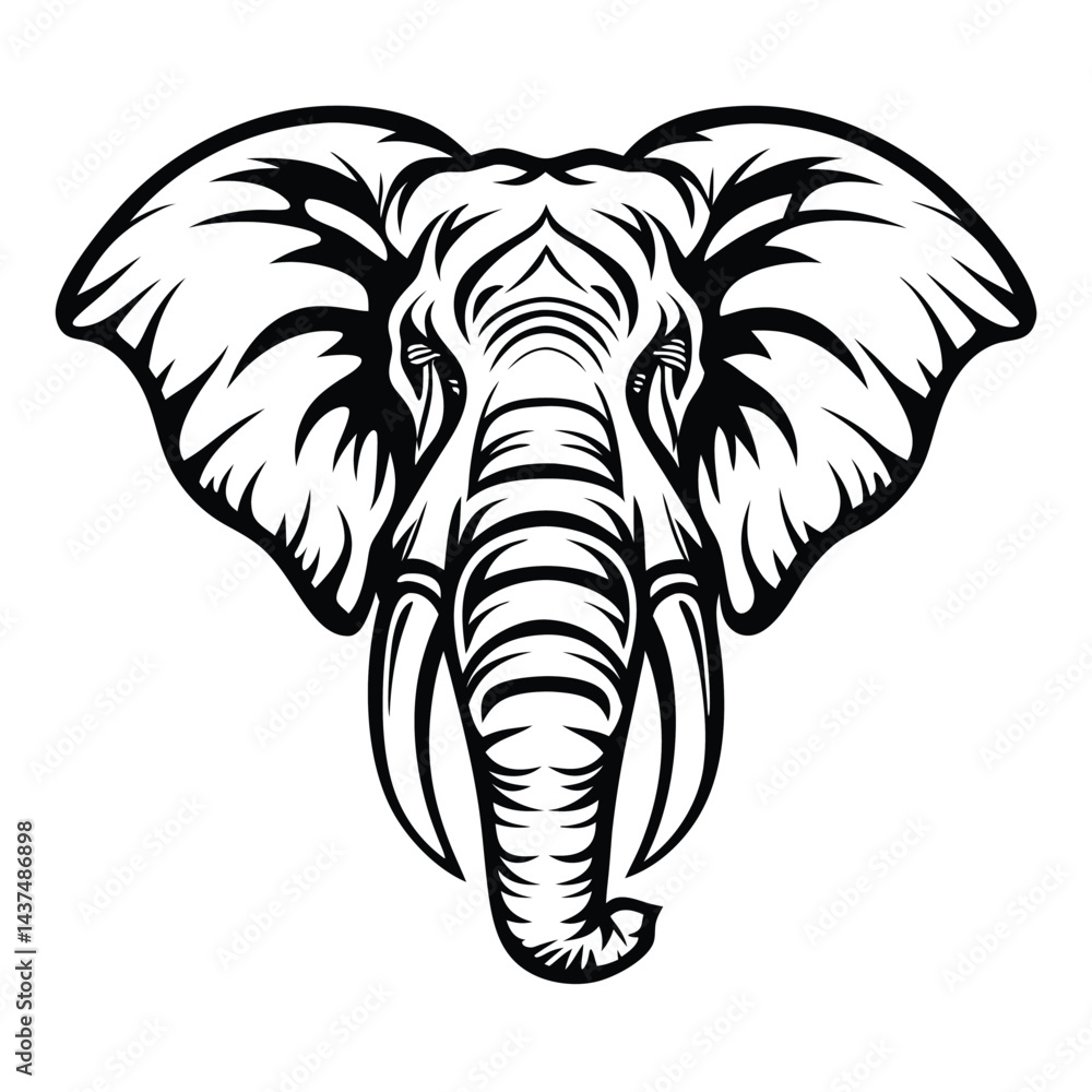 Obraz premium Majestic Elephant Bold Black and White Design, Isolated, Elegant