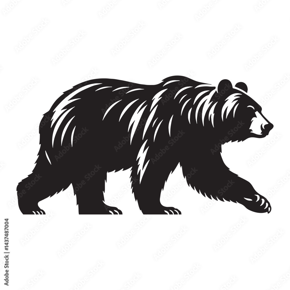 Fototapeta premium Polished-edge bear silhouette vector created for elegant visual accents – bear silhouette – bear vector – bear illustration – silhouette of bear