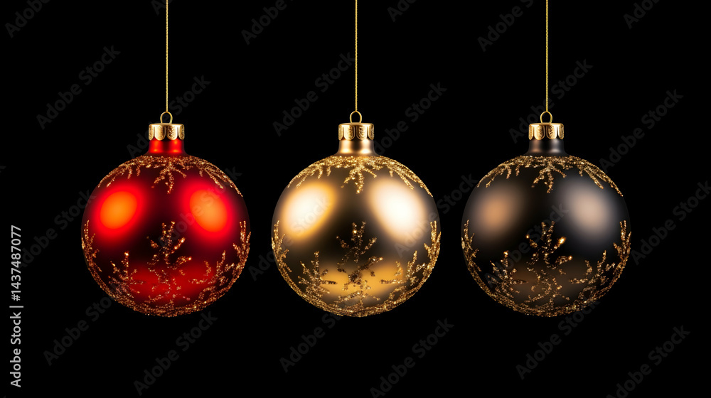 christmas balls on black background christmas balls on black background