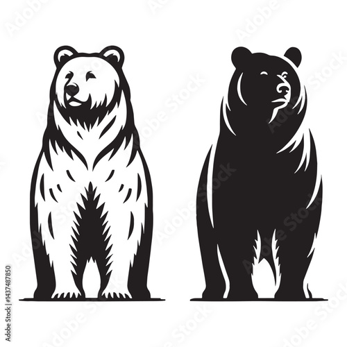 Bold-edged bear silhouette vector crafted for standout brand visuals – bear silhouette – bear vector – bear illustration – silhouette of bear

