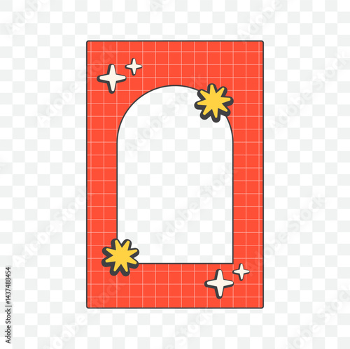 Retro cute red polaroid photo frames background. Doodle frame polaroid border element vector illustration