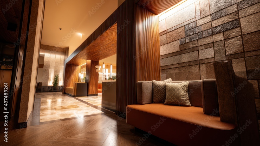 Fototapeta premium Modern Lobby with Warm Tones