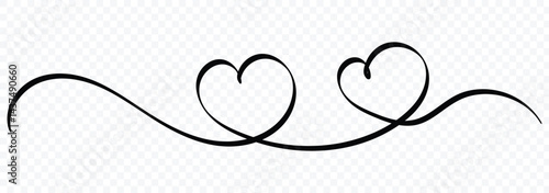 Heart lines. Continuous line drawing.Vector Illustration for heart, love, valentine, wedding. Double heart wavy line. Vector illustration