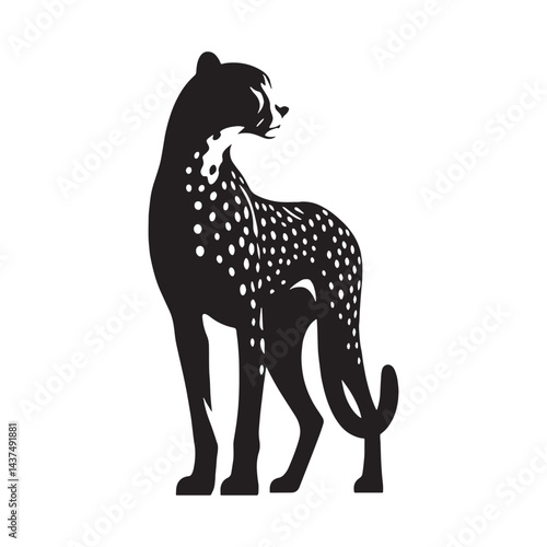 Refined cheetah silhouette vector perfect for professional design projects – cheetah silhouette – cheetah vector – cheetah illustration – silhouette of cheetah


