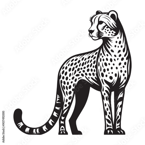 Bold-edged cheetah silhouette vector crafted for standout logos – cheetah silhouette – cheetah vector – cheetah illustration – silhouette of cheetah

