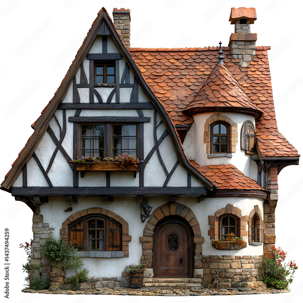Obraz premium Detailed miniature european style house model