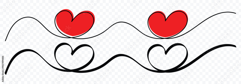 One line drawing heart isolated on white background. Abstract love symbol. Love symbol. Valentines day concept line art drawing vector illustration. One line drawing heart isolated on white background. Abstract love symbol. Love symbol. Valentines day concept line art drawing vector illustration.