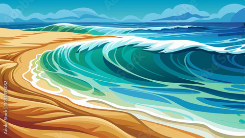 Close-up soft wave of the sea on the sandy beach Very beautiful