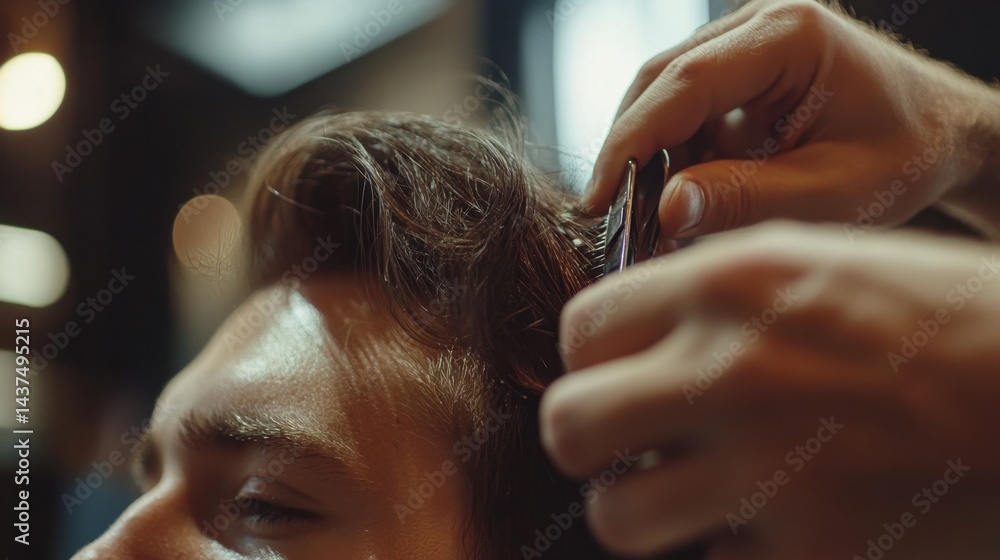 Fototapeta premium Hair cutting process in a salon