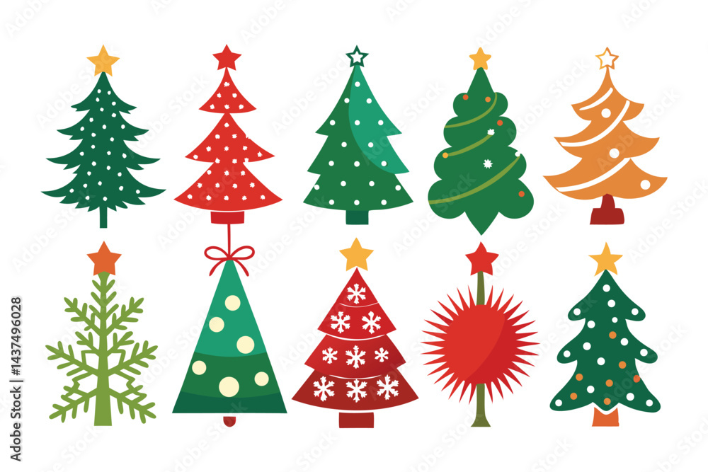 Obraz premium Simple Christmas Tree Icons For Winter Projects