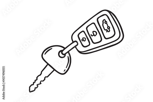 car key icon doodle hand drawn. Outline line drawing clipart symbol