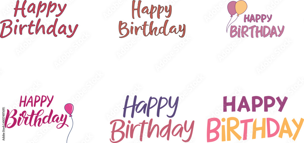Happy birthday typography design. Happy birthday typography design.