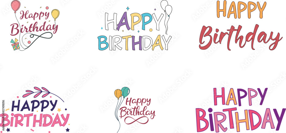 Happy birthday typography design. Happy birthday typography design.