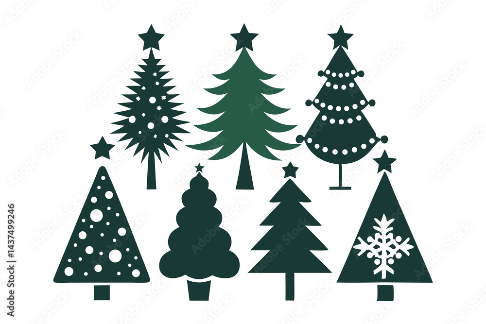 Obraz premium Christmas Tree Silhouettes For Holiday Design