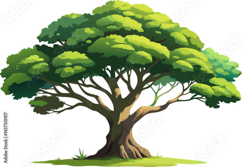 A watercolor illustration of a Camphor Tree (Cinnamomum camphora), with glossy green leaves and dense branching, isolated on a white background.