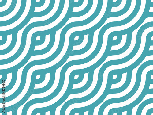 Seamless blue and white curved lines pattern. Suitable for fabric designs, textiles, wrapping paper, and backgrounds for various projects.