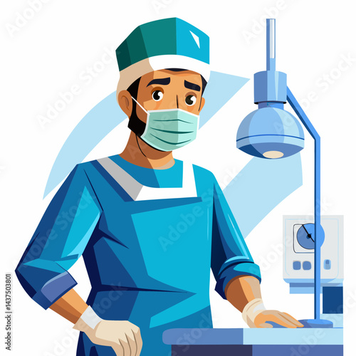 Skilled Indian surgeon in scrubs preparing for surgery