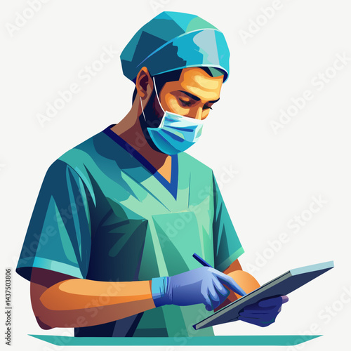 Skilled Indian surgeon in scrubs preparing for surgery