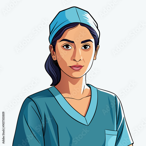 Skilled Indian surgeon in scrubs preparing for surgery