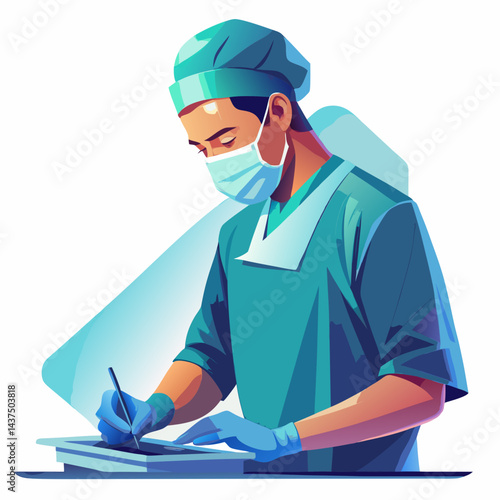 Skilled Indian surgeon in scrubs preparing for surgery