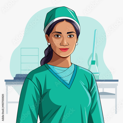 Skilled Indian surgeon in scrubs preparing for surgery