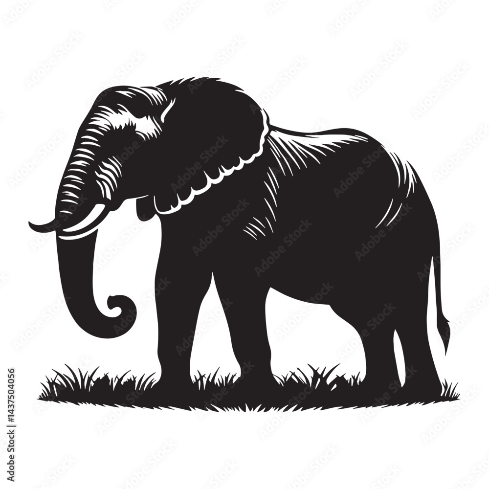 Obraz premium Polished elephant silhouette vector crafted for elegant brand identities – elephant silhouette – elephant vector – elephant illustration – silhouette of elephant