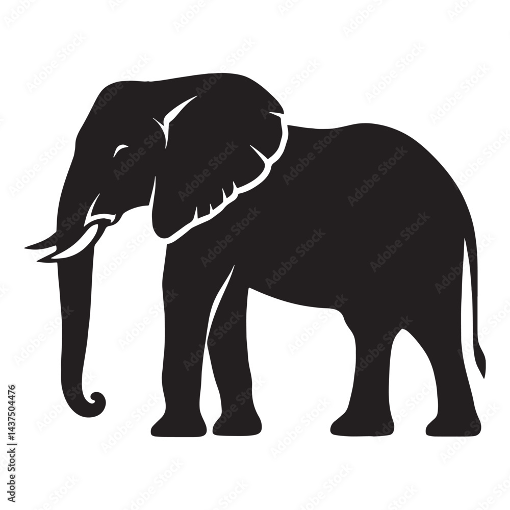 Fototapeta premium Soft-edged elephant silhouette crafted for subtle design accents – elephant silhouette – elephant vector – elephant illustration – silhouette of elephant