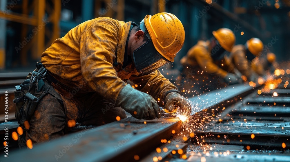 worker welding steel worker welding steel