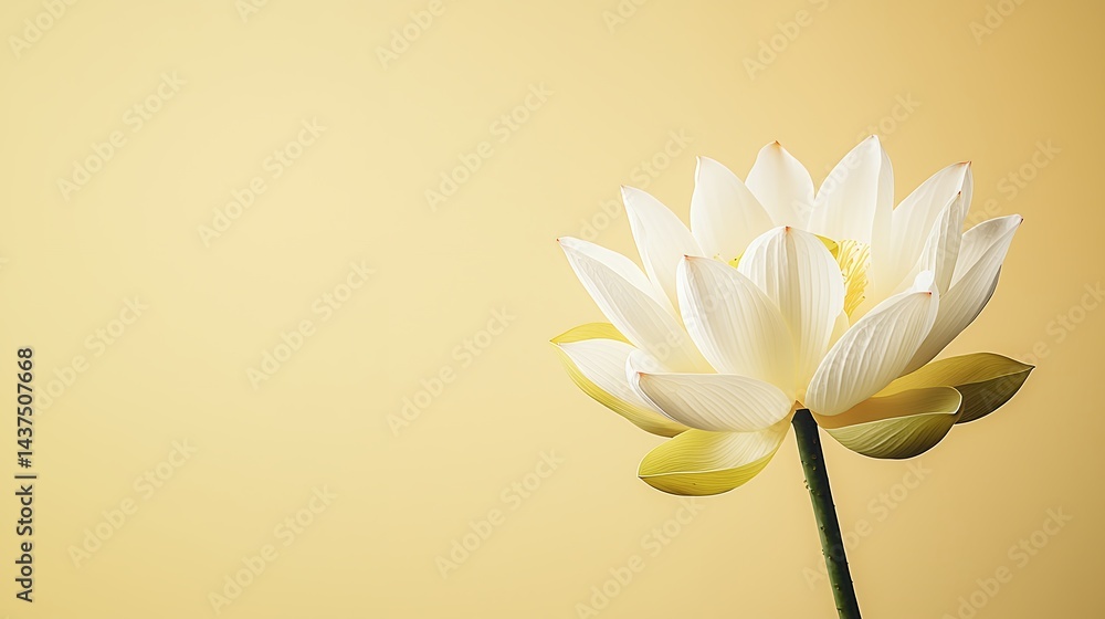 Obraz premium Elegant ivory lotus blossom presenting serene beauty against soothing backdrop