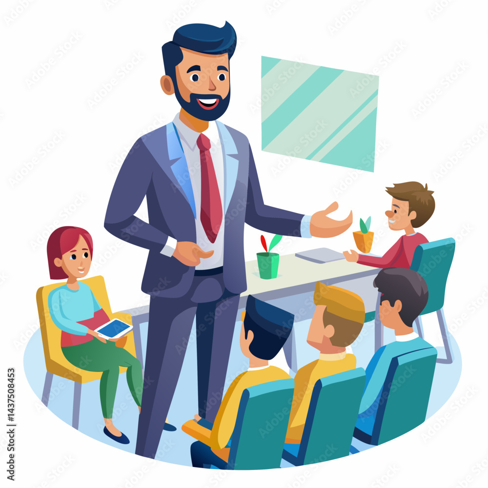 Obraz premium Indian corporate trainer, conducting a workshop in a conference room.