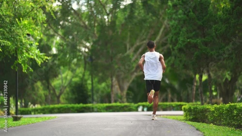 Wallpaper Mural Person Running in a Park Surrounded by Lush Greenery on a Sunny Day with Motion Blur Effect Torontodigital.ca