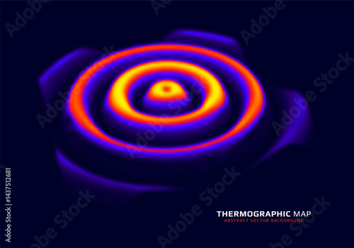 Heat map. Ripple surface with infrared thermographic effect. Temperature distribution and data analysis. Thermal imaging concept. Vector illustration.
