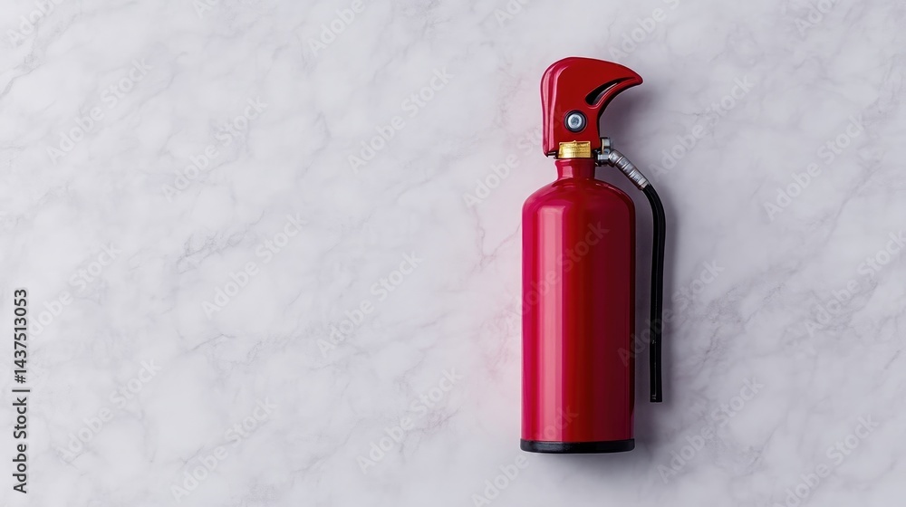 Obraz premium Red fire extinguisher on a marble surface