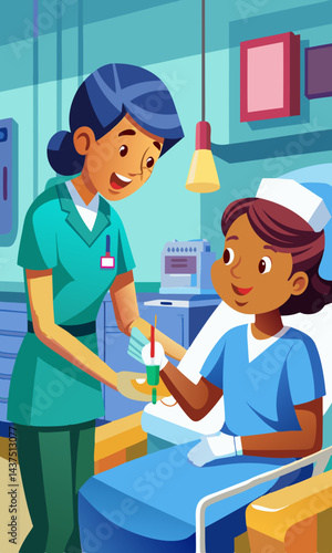 Enfermera en el hospital cuidando a un paciente en la cama, profesional de la salud ayudando a un paciente enfermo en la sala médica.