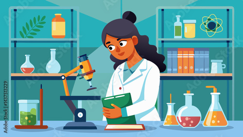 Técnica médica examinando muestras de sangre en el laboratorio. Científica joven que utiliza un microscopio para analizar muestras biológicas en investigación médica.