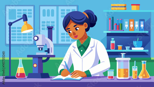 Técnica médica examinando muestras de sangre en el laboratorio. Científica joven que utiliza un microscopio para analizar muestras biológicas en investigación médica.