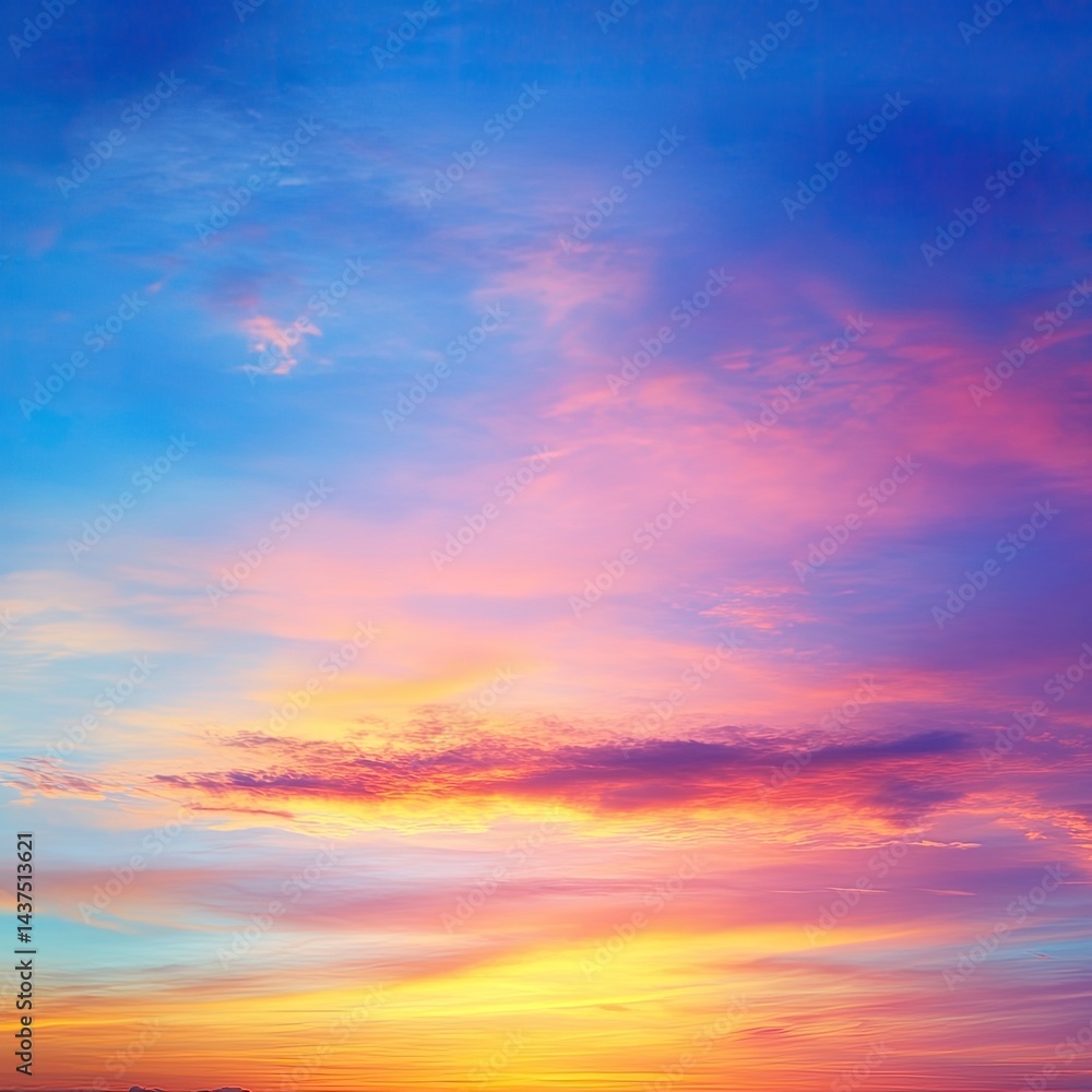 Fototapeta premium Vibrant sunset sky filled with clouds