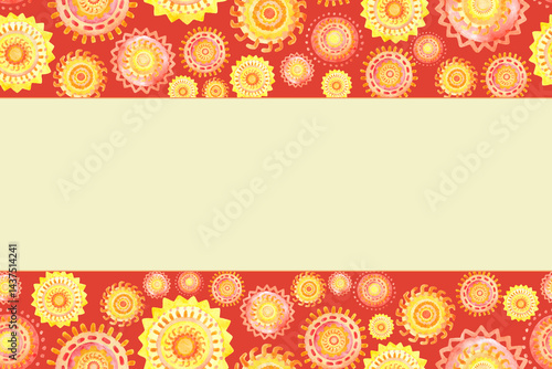 Obraz na płótnie Seamless border of watercolor suns. Summer background for postcards, greetings and invitations w salonie