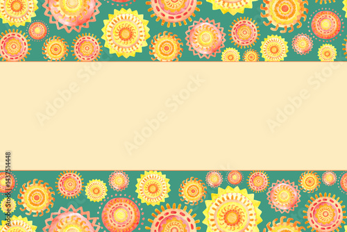 Obraz na płótnie Seamless border of watercolor suns. Summer background for postcards, greetings and invitations w salonie