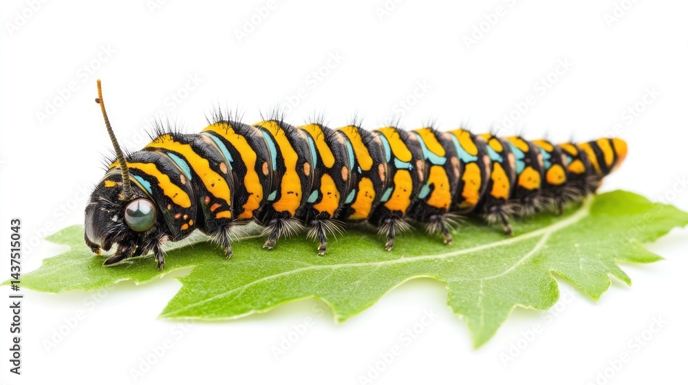 Fototapeta premium Vibrant caterpillar on a leaf (1)