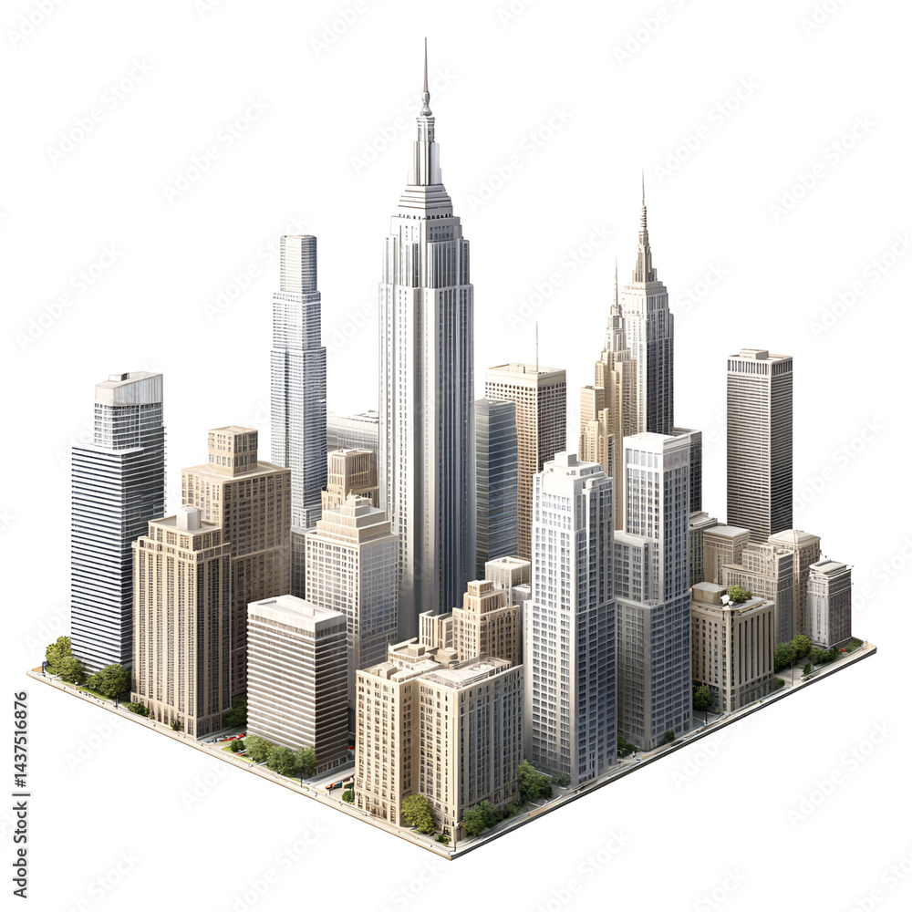 Naklejka premium Gray scale cityscape model render design