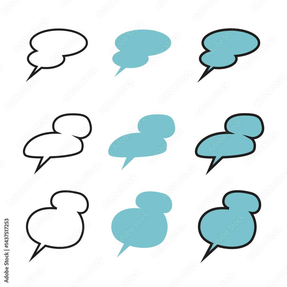 Set of Speech Bubble Element Designs in Minimalist Style Set of Speech Bubble Element Designs in Minimalist Style