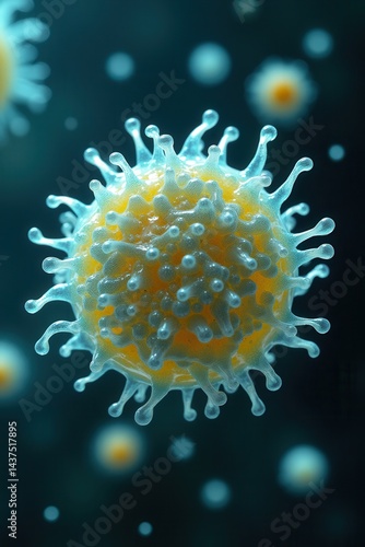 Obraz na płótnie Microscopic close-up of virus particle structure w salonie