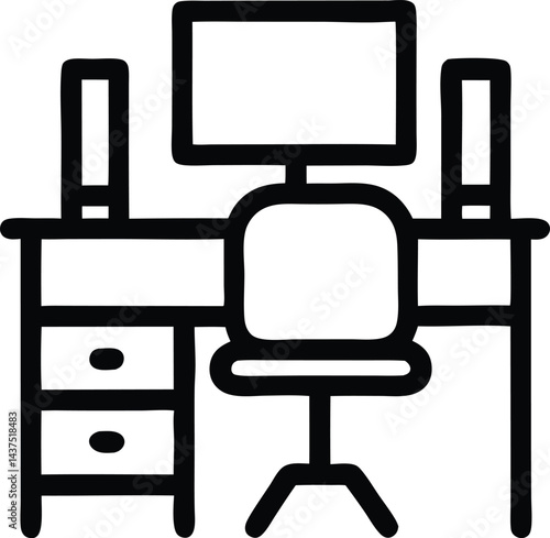 Workspace desk icon in minimal style